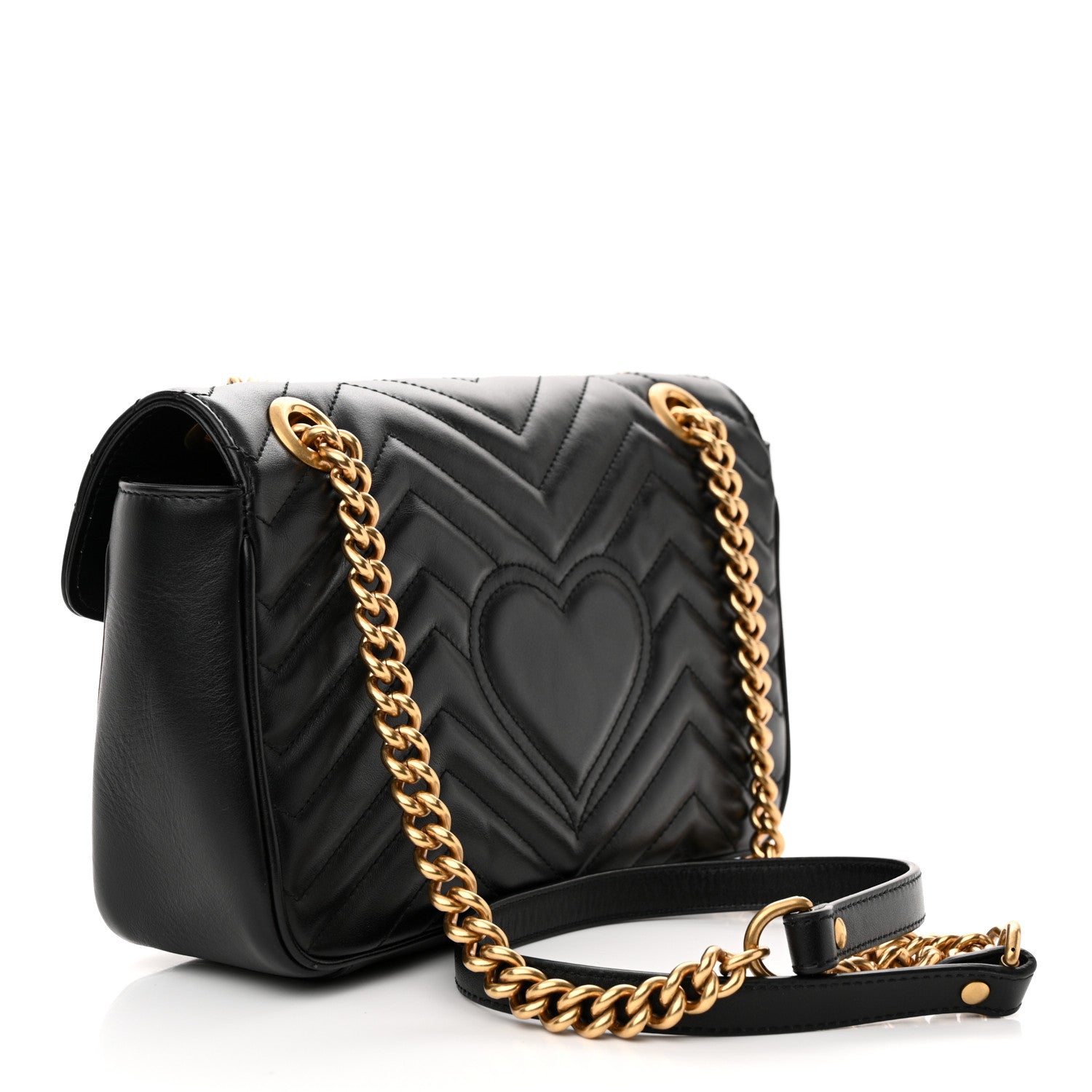 Gucci Calfskin Matelasse Small GG Marmont Shoulder Bag Black 3 of 10