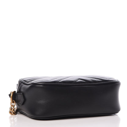 Gucci Calfskin Matelasse Mini GG Marmont Chain Shoulder Bag Black 4 of 8