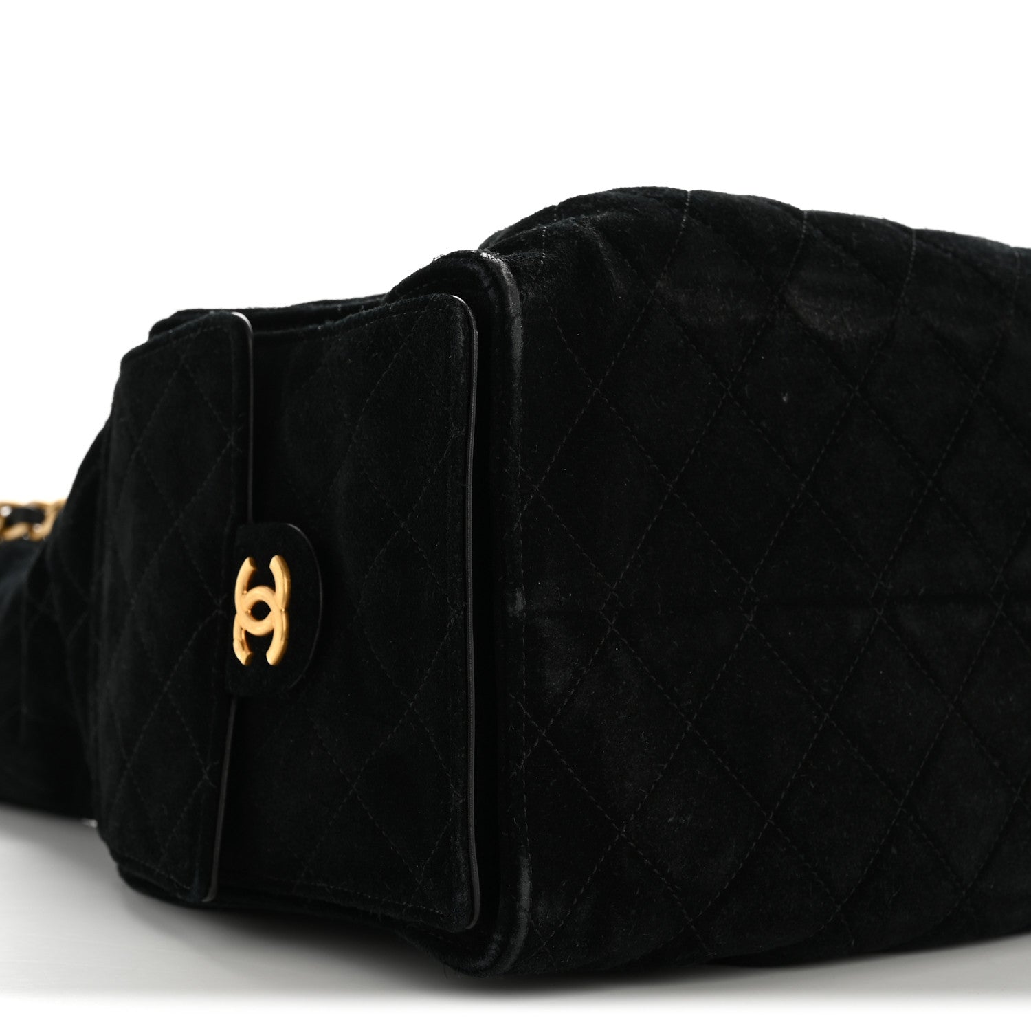 Chanel Suede Quilted Medium Chanel 25 Handbag Black 9 of 13