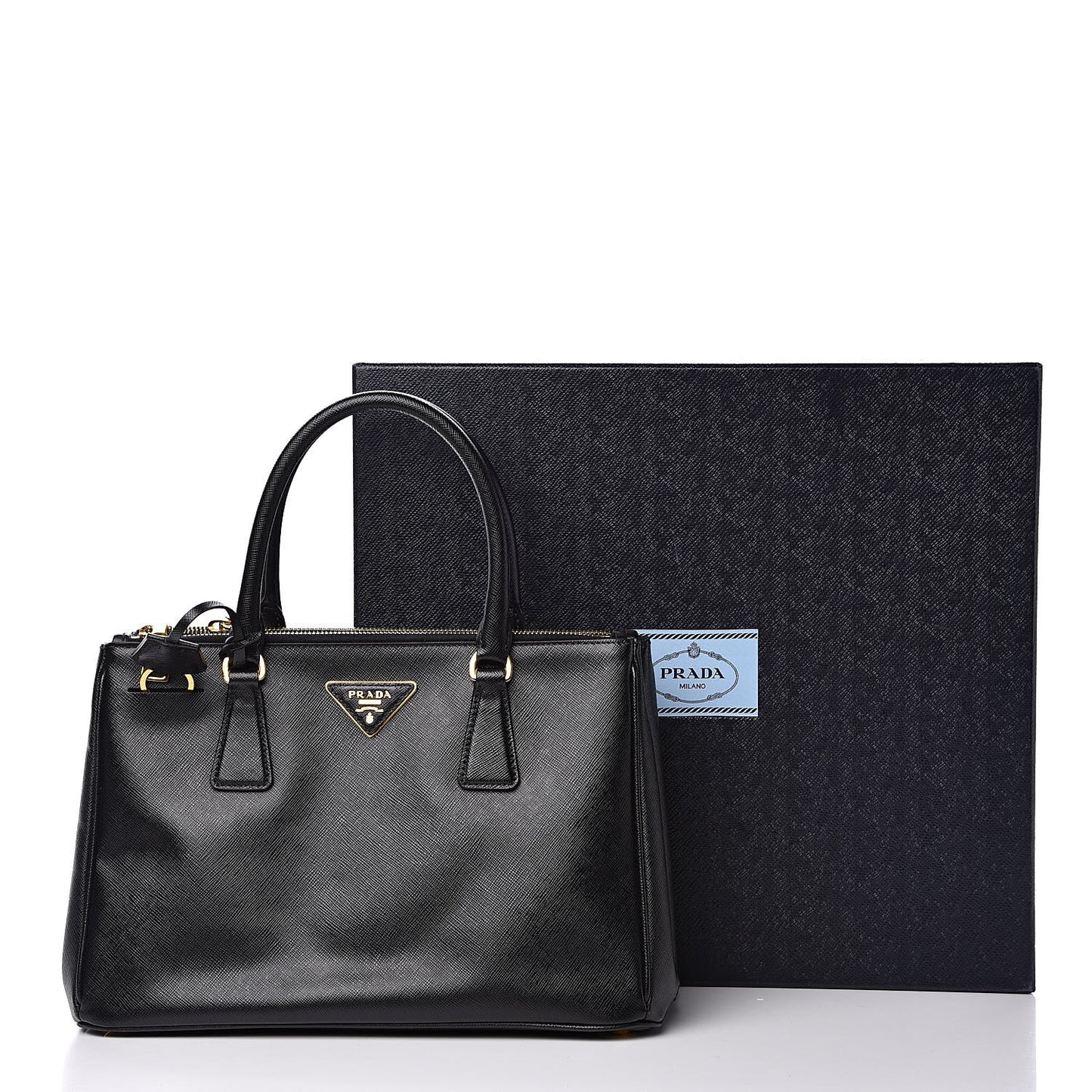Saffiano Small Galleria Double Zip Tote Black
