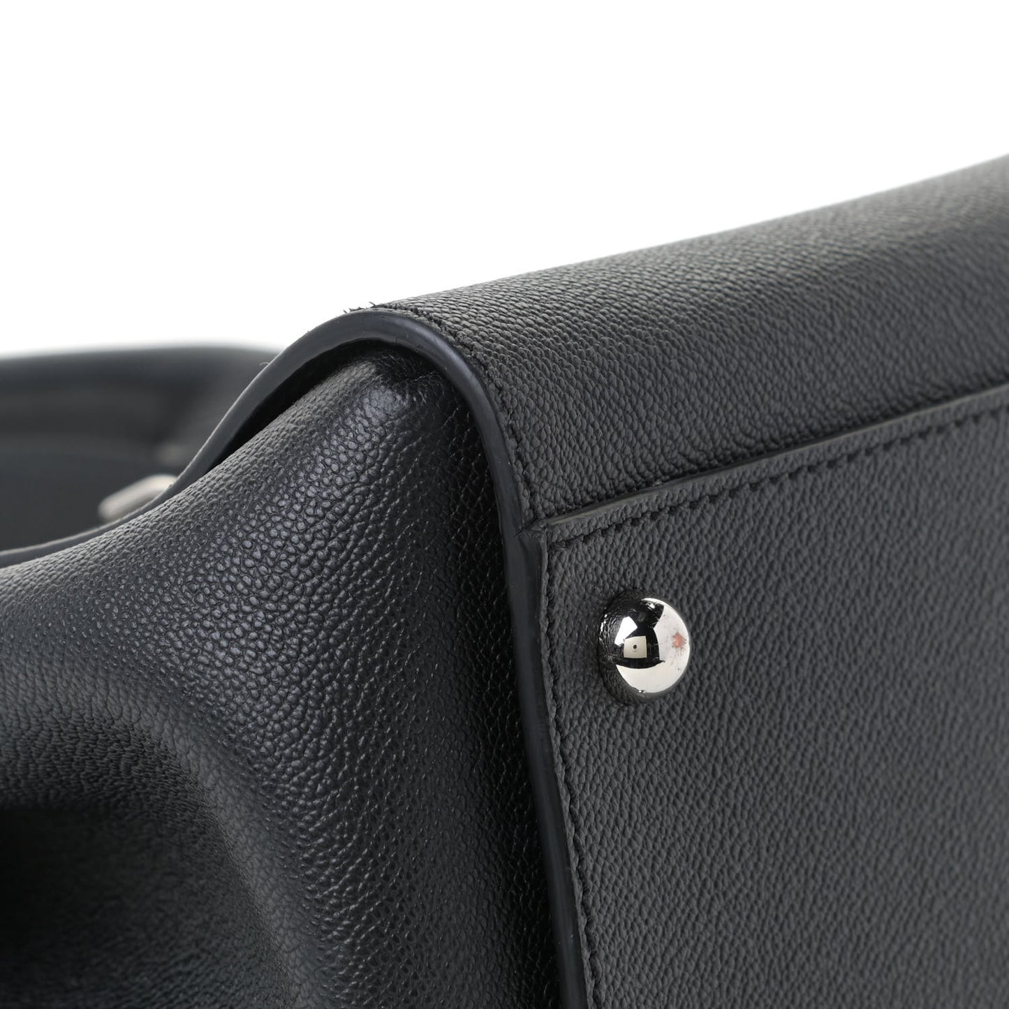 Soft Grain Calfskin Medium Buckle Tote Black