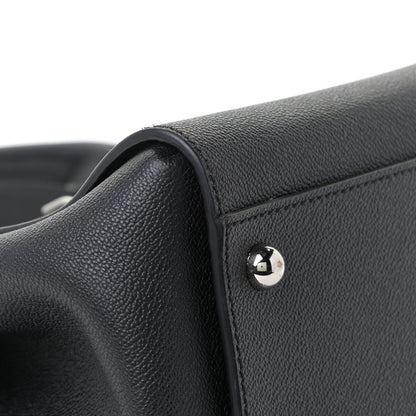 Burberry Soft Grain Calfskin Medium Buckle Tote Black 5 of 11