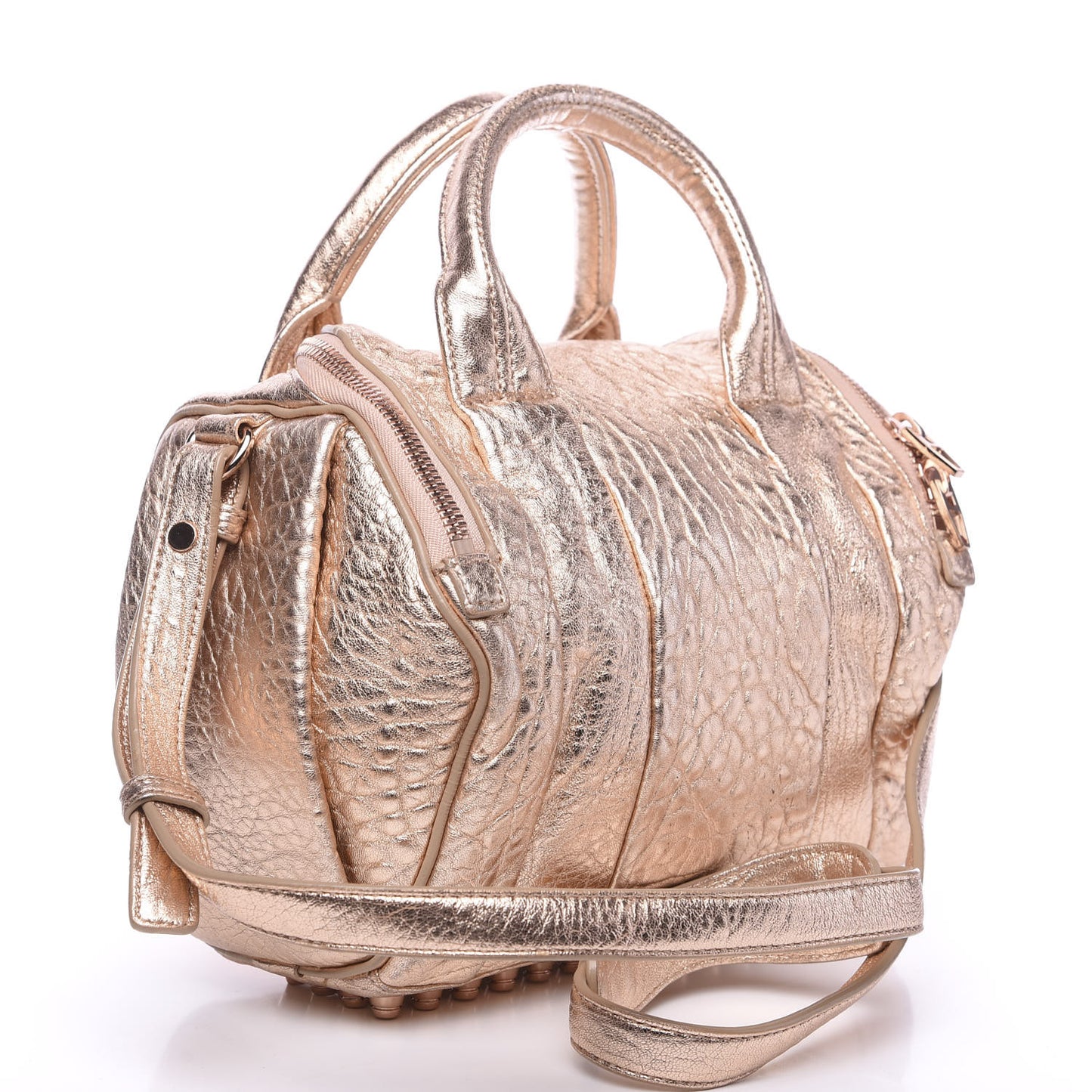 Metallic Pebbled Lambskin Rockie Rose Gold Hardware