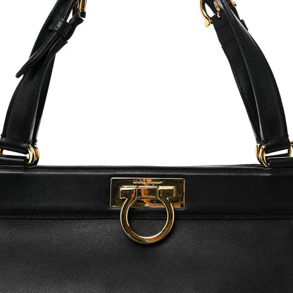 Salvatore Ferragamo Calfskin Trifolio Tote Black 7 of 9