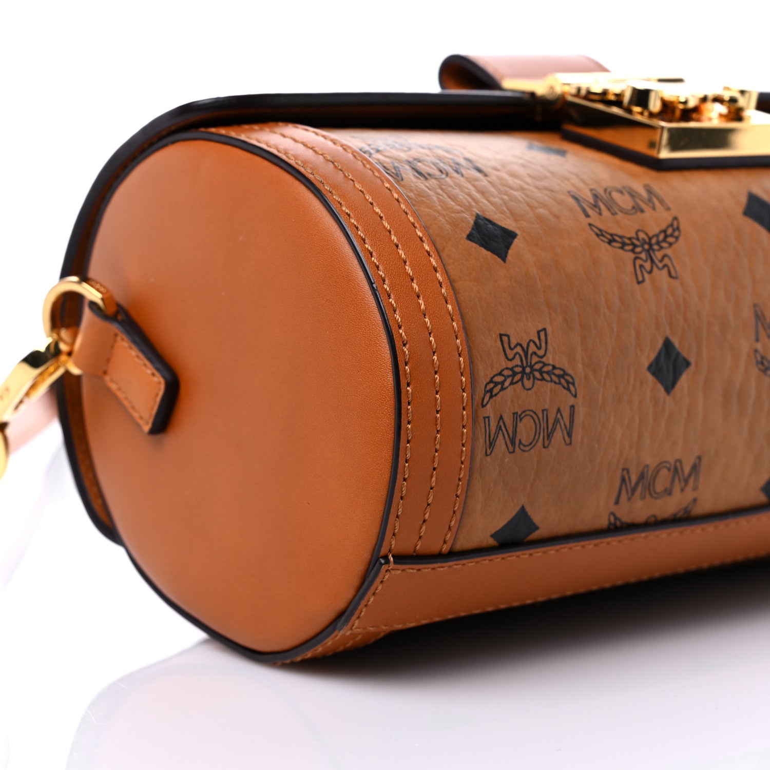 MCM Visetos Small Tracy Crossbody Bag Cognac 7 of 8