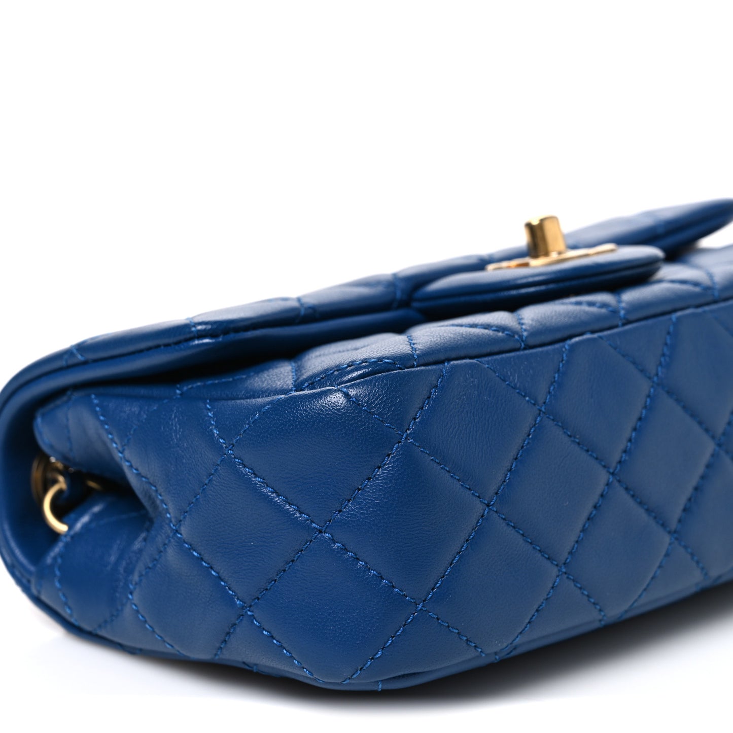 Lambskin Quilted Pearl Crush Mini Rectangular Flap Blue