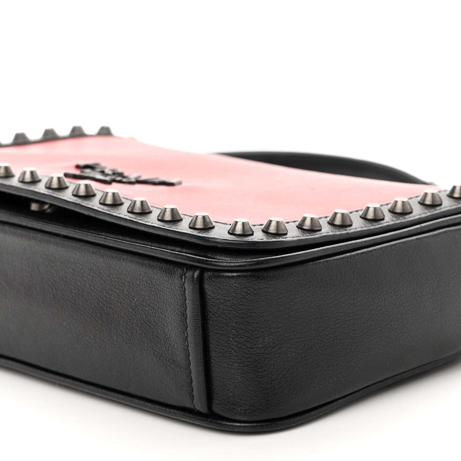 Prada Glace Calfskin Studded Crossbody Fuoco Black 9 of 9