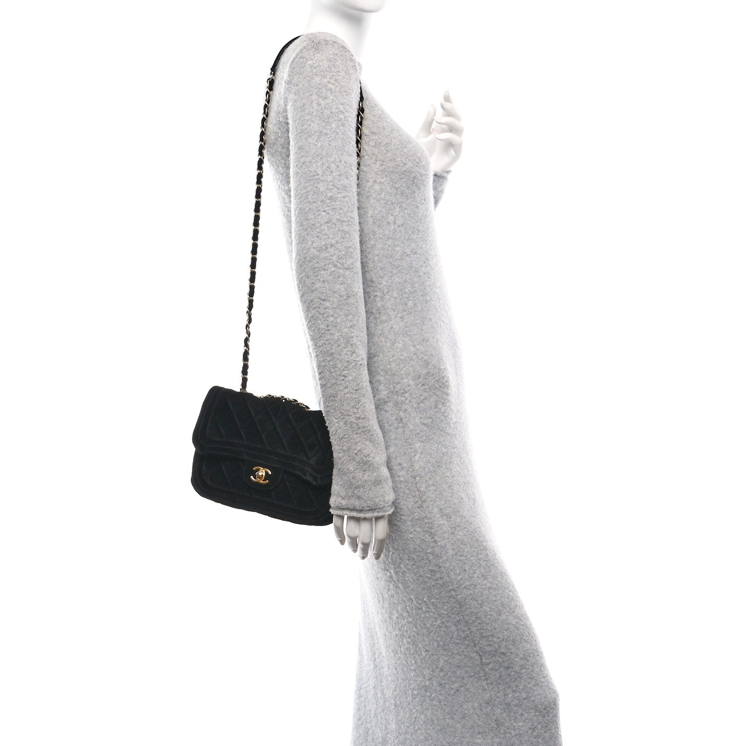 Chanel Velvet Quilted Double Frame Flap Black 2 of 11