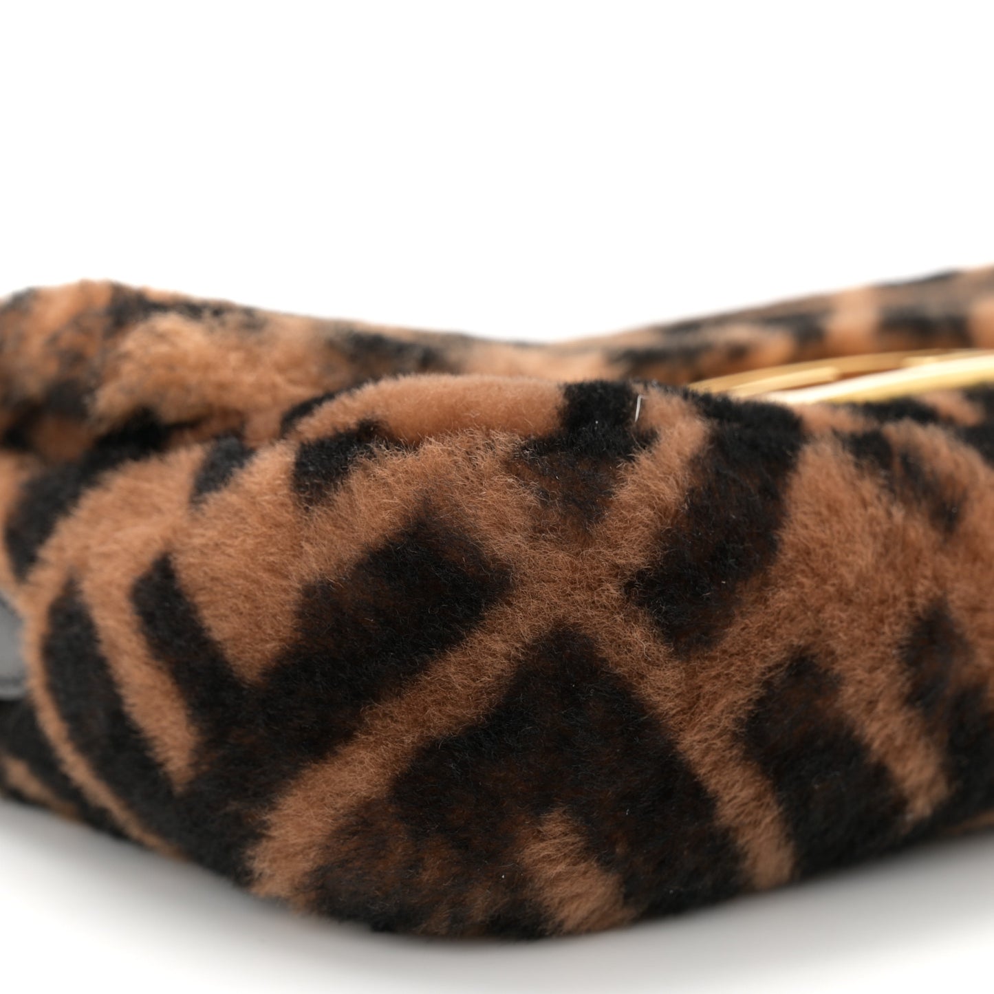 Shearling Vitello Dolce Macro FF 1974 Mini Baguette Tobacco Black