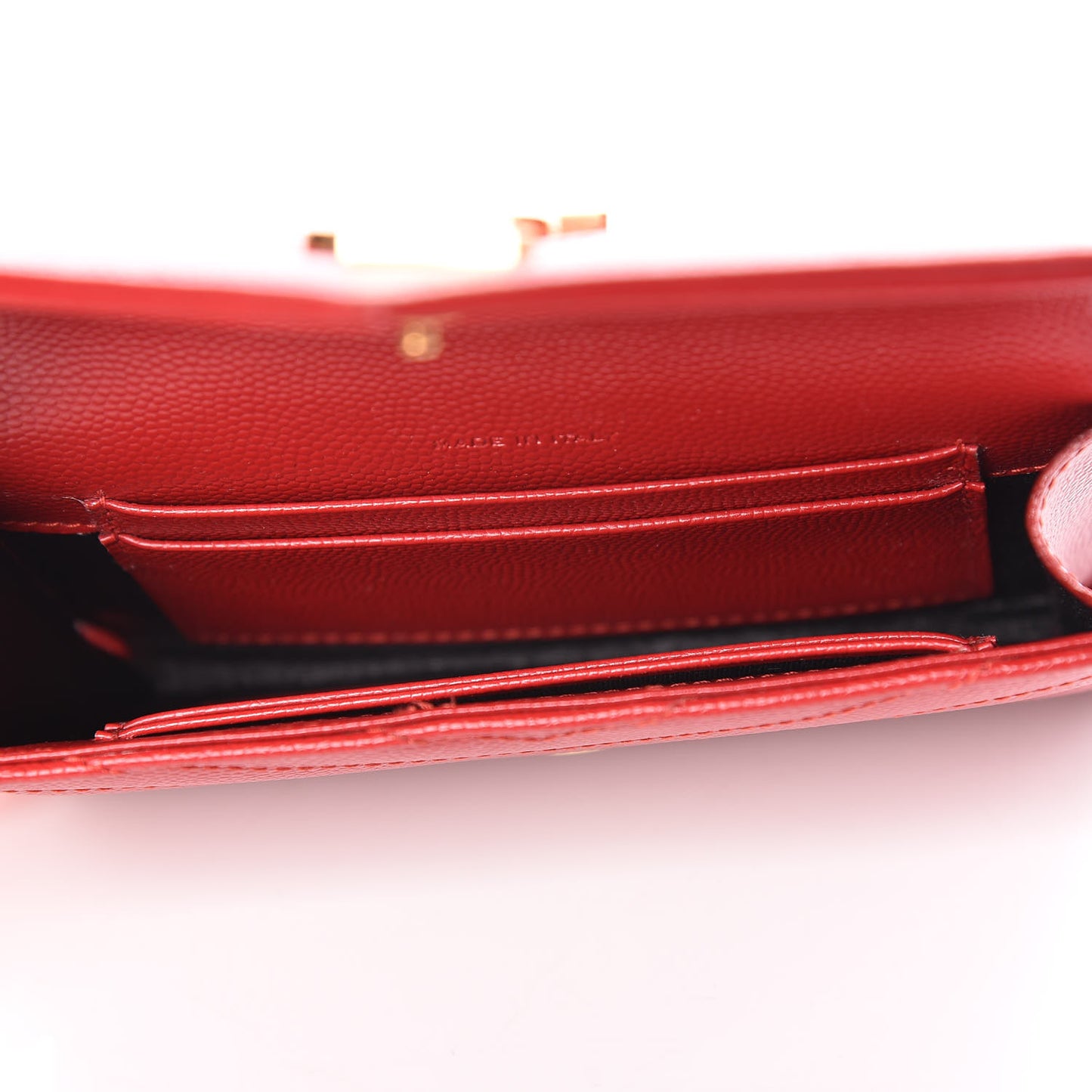 Grain De Poudre Matelasse Chevron Small Monogram Envelope Wallet New Red
