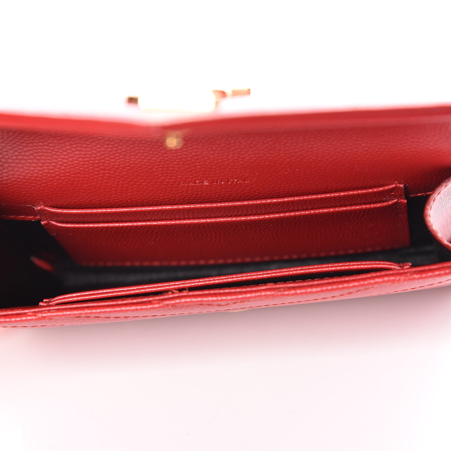Saint Laurent Grain De Poudre Matelasse Chevron Small Monogram Envelope Wallet New Red 5 of 8