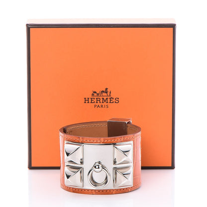 Hermes Shiny Alligator Collier De Chien CDC Bracelet S Orange 7 of 7