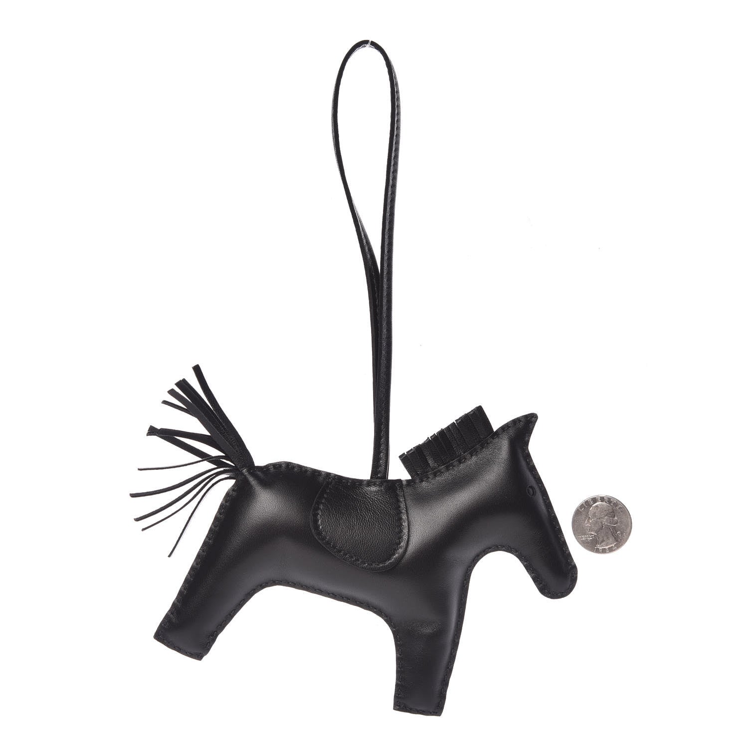 Hermes Milo Lambskin Grigri Rodeo Horse Bag Charm GM So Black 2 of 5