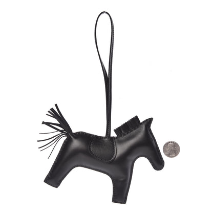 Hermes Milo Lambskin Grigri Rodeo Horse Bag Charm GM So Black 2 of 5