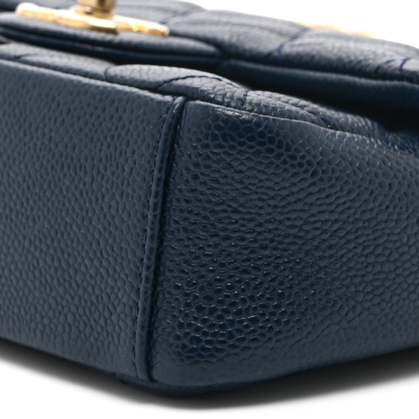 Caviar Quilted Small Twist Your Buttons Flap Blue