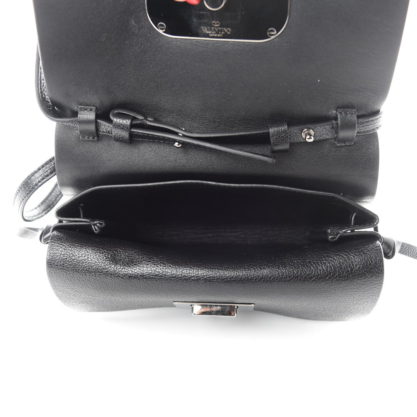 Calfskin Small VRing Crossbody Bag Black