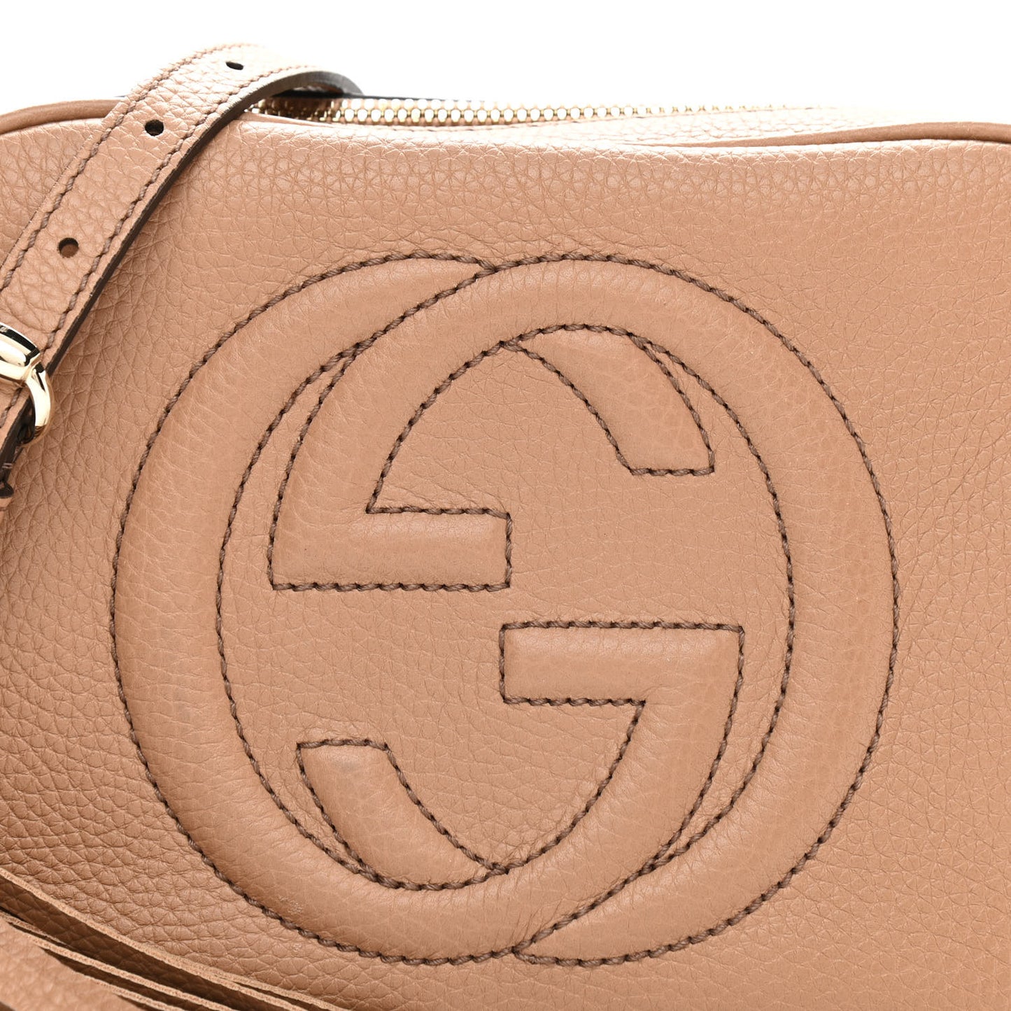 Pebbled Calfskin Small Soho Disco Bag Rose Beige