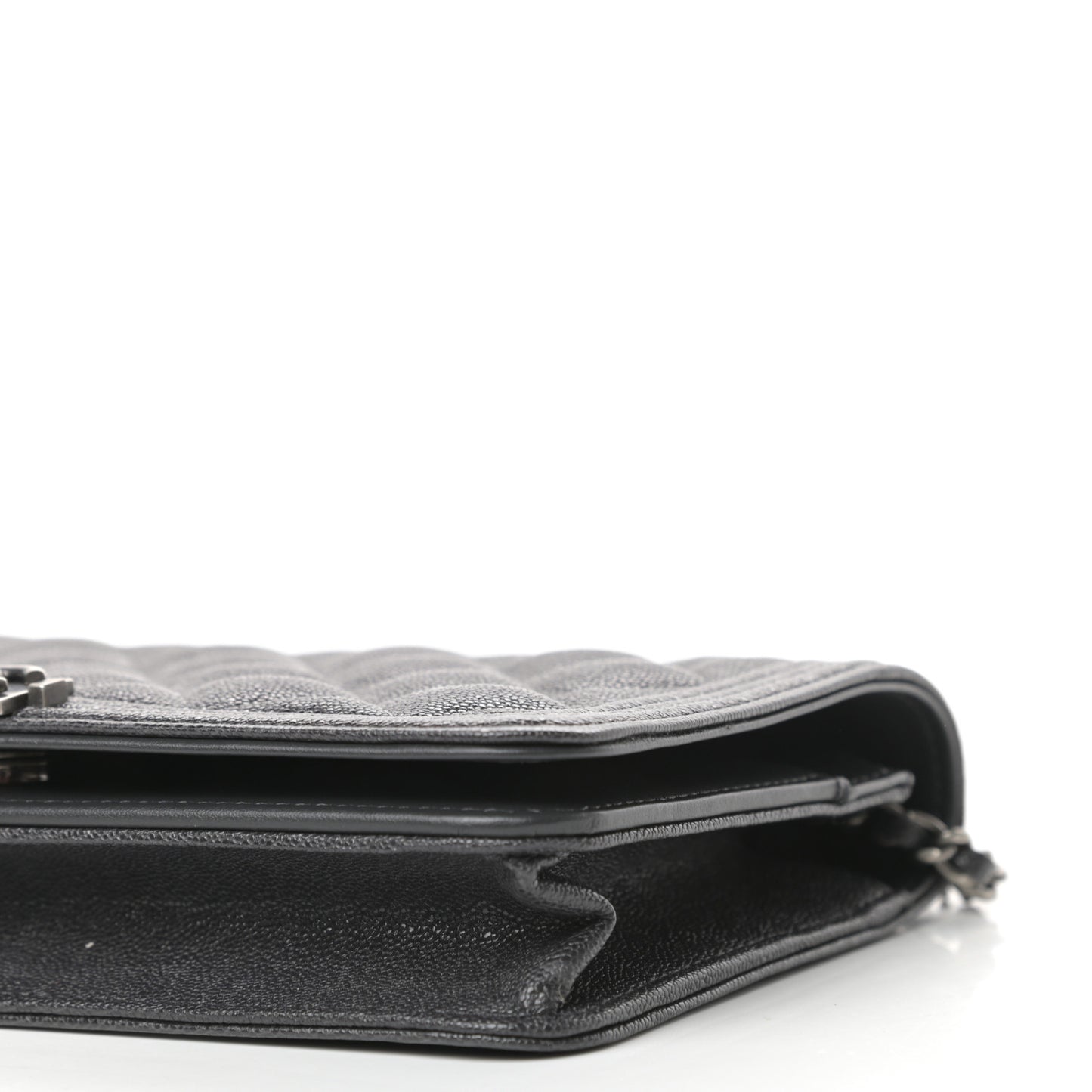 Caviar Quilted Boy Wallet On Chain WOC Charcoal