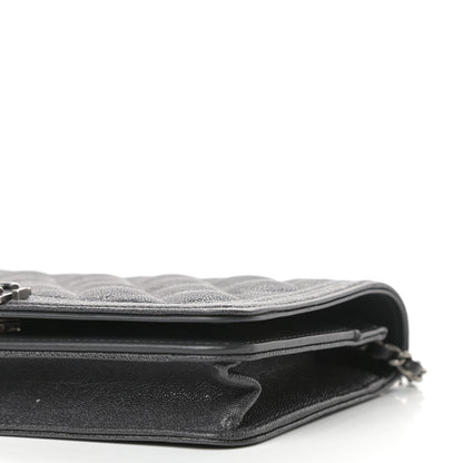 Chanel Caviar Quilted Boy Wallet On Chain WOC Charcoal 9 of 11