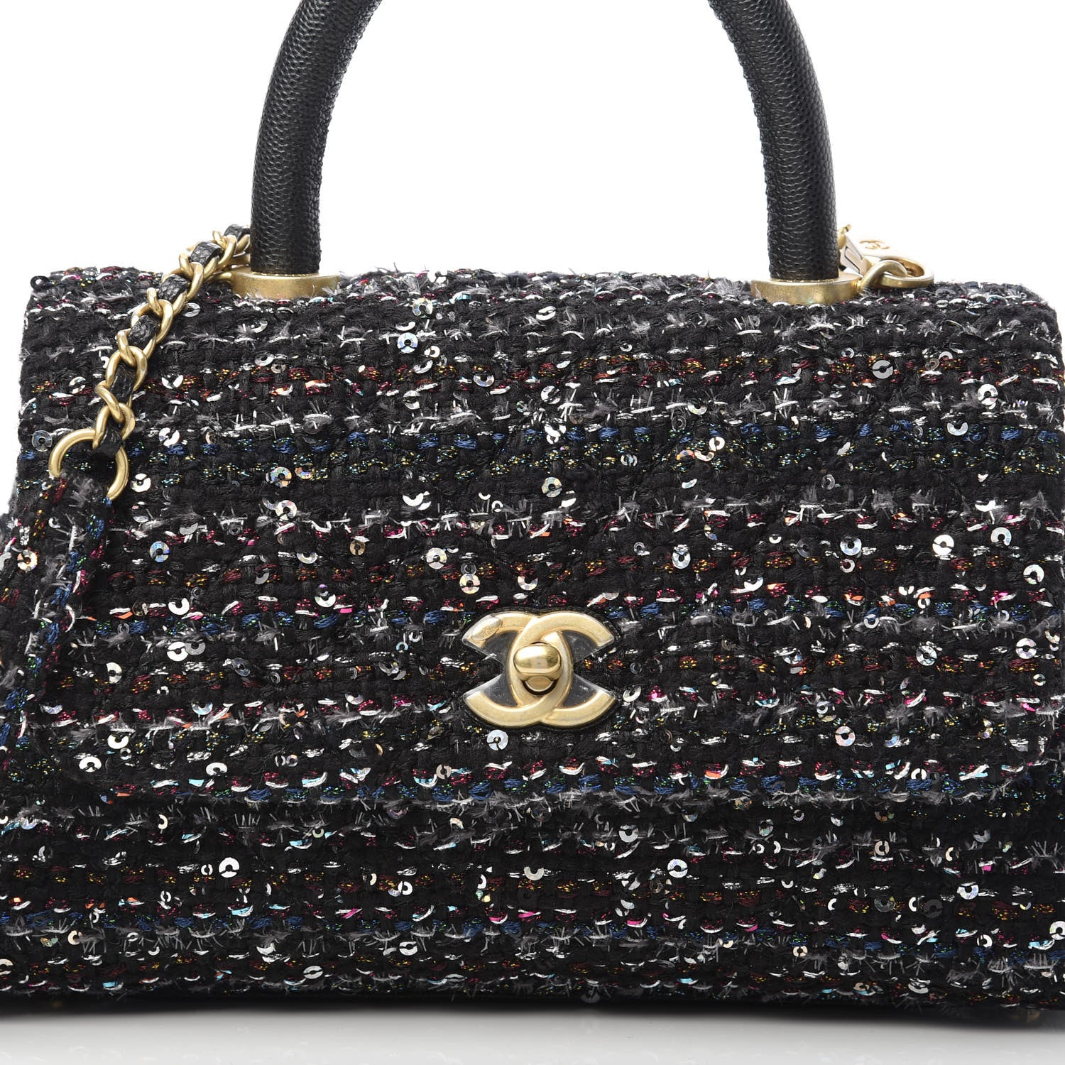Chanel Tweed Sequin Mini Coco Handle Flap Black 8 of 11