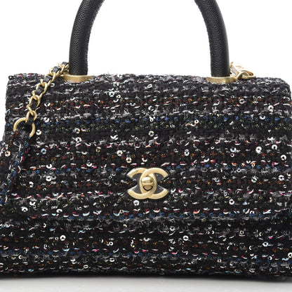 Chanel Tweed Sequin Mini Coco Handle Flap Black 8 of 11