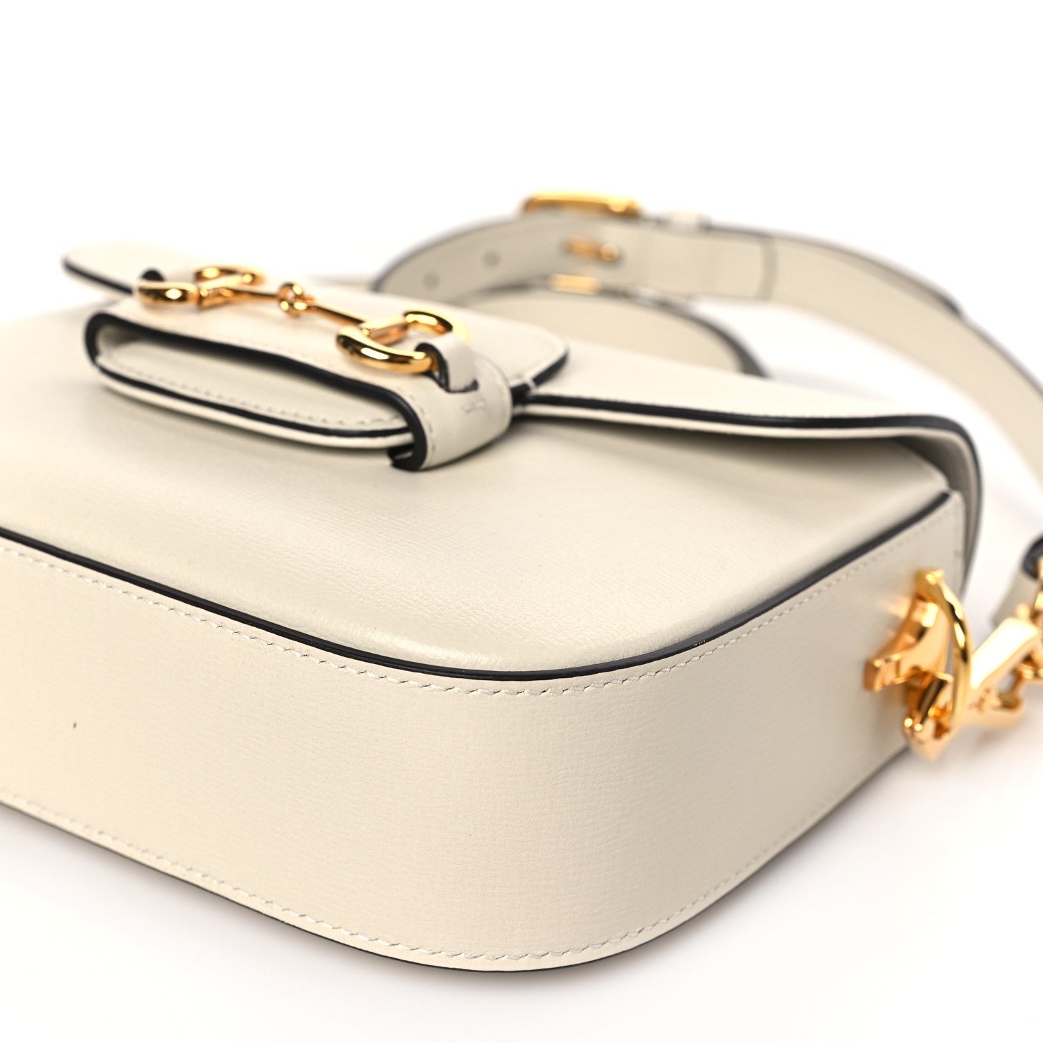 Gucci Azalea Calfskin Web Mini Horsebit 1955 Shoulder Bag Mystic White 9 of 9