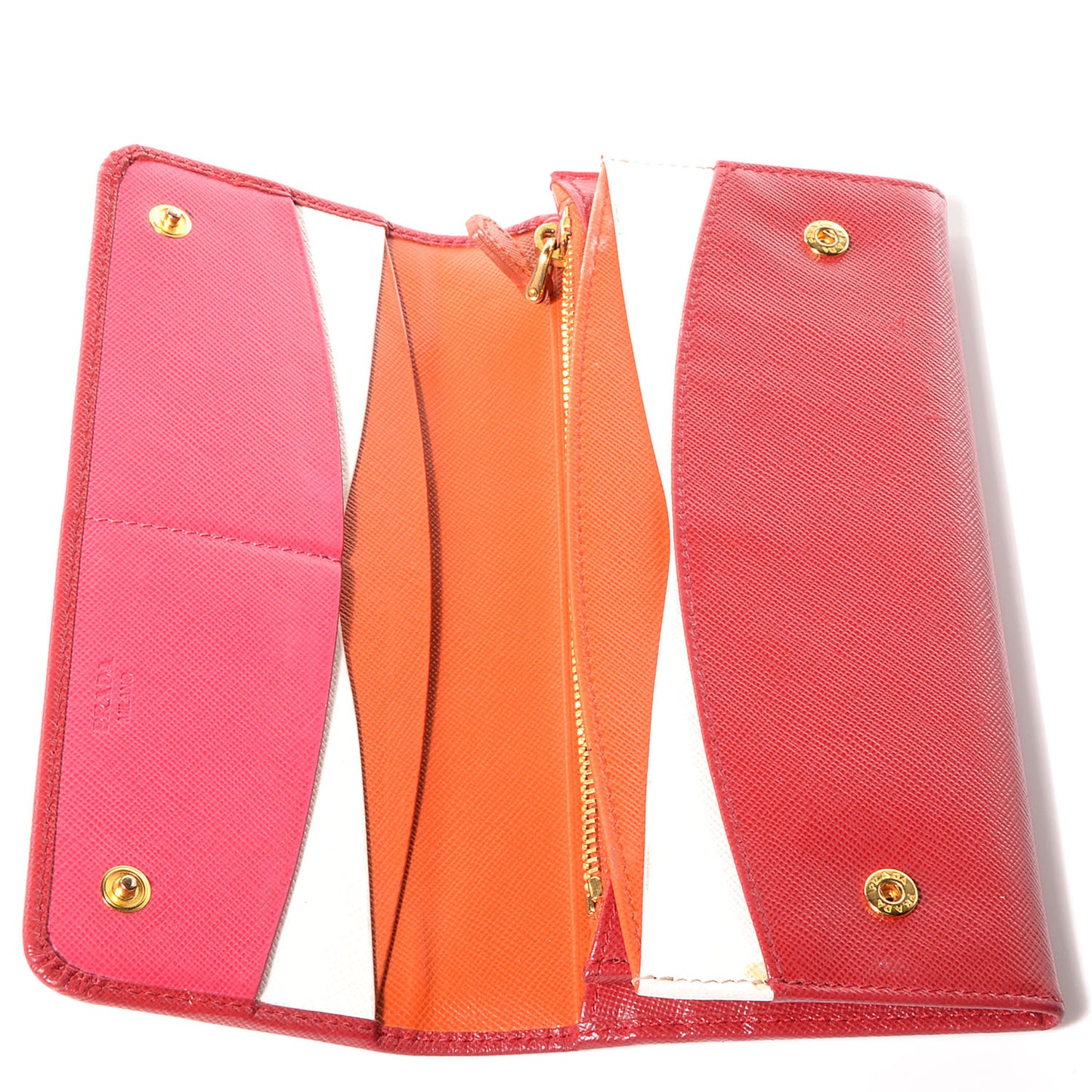 Saffiano Continental Flap Wallet Fuoco Papaya