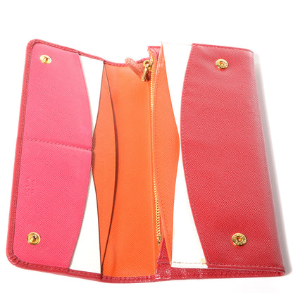 Prada Saffiano Continental Flap Wallet Fuoco Papaya 7 of 9