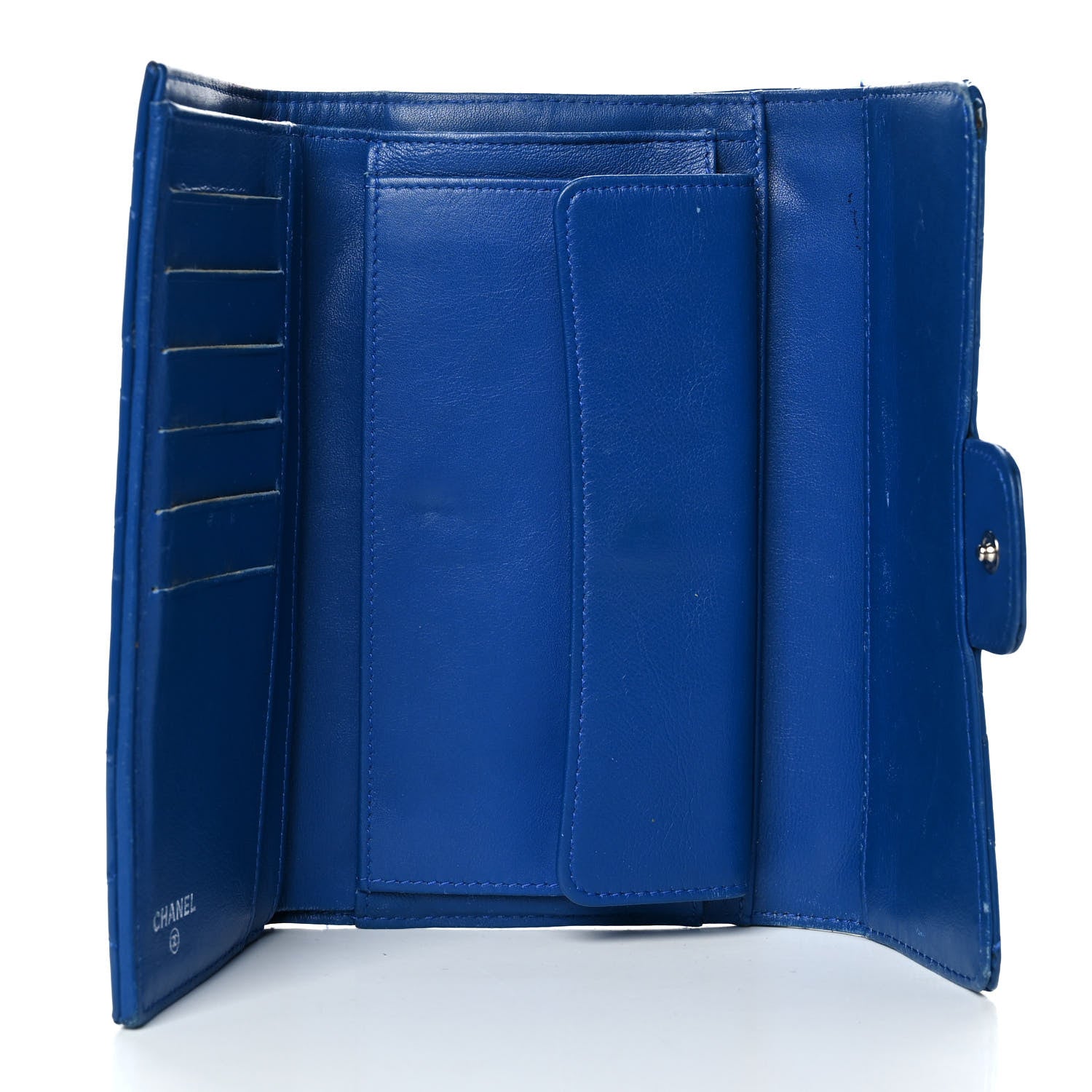 Chanel Patent Calfskin Quilted Large Flap Wallet Blue 5 of 12