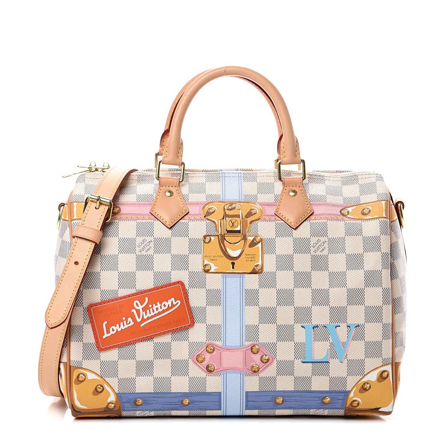 Louis Vuitton Damier Azur Summer Trunks Speedy Bandouliere 30 1 of 11