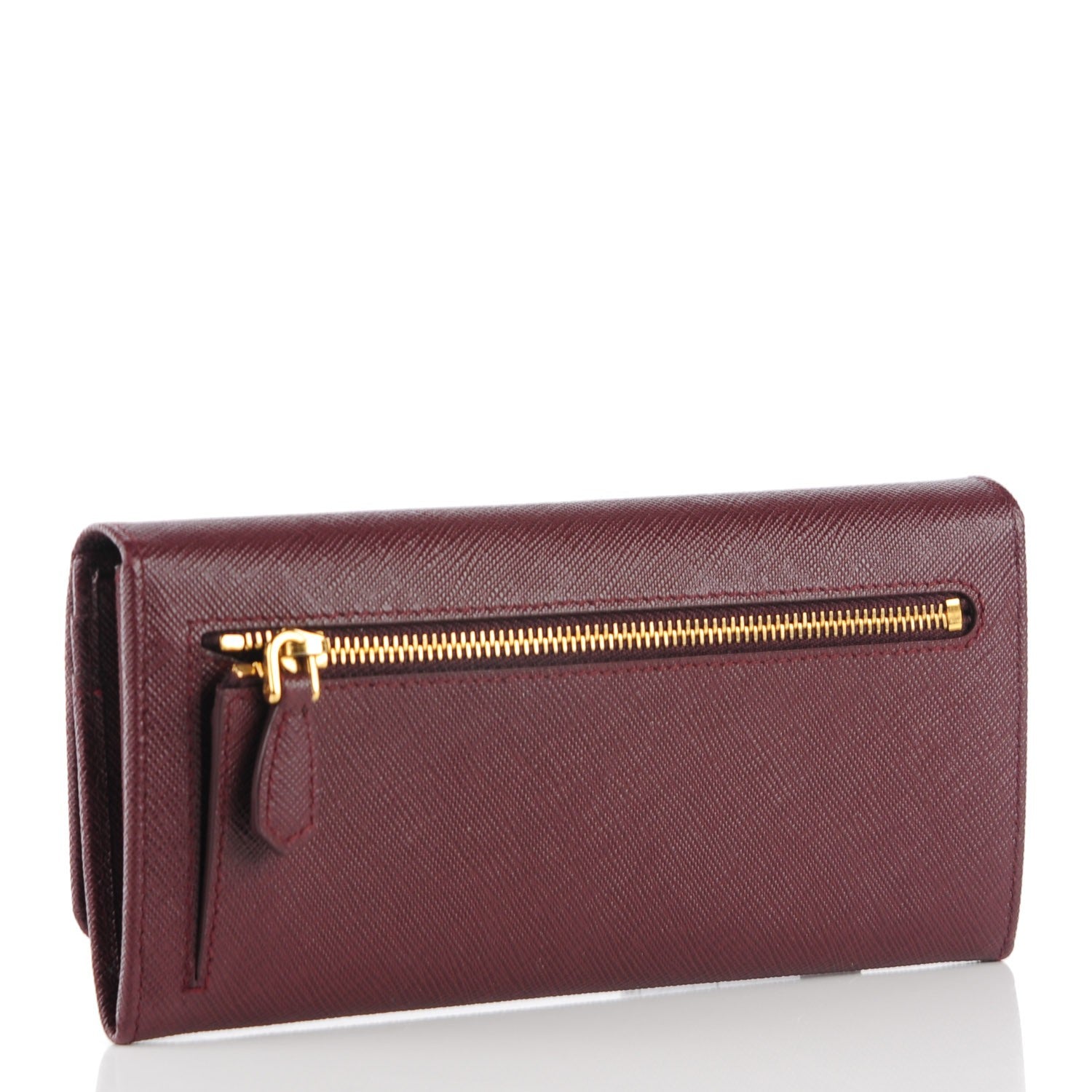 Prada Saffiano Metal Continental Flap Wallet Granato 3 of 8