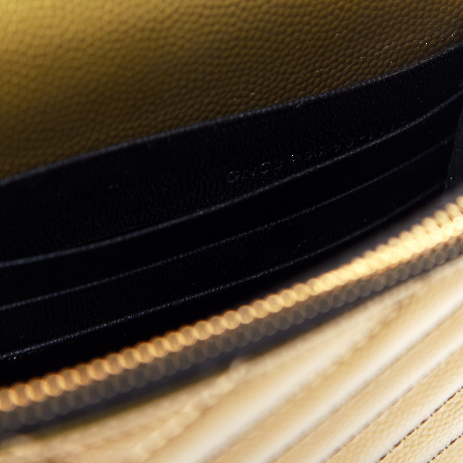 Saint Laurent Metallic Calfskin Matelasse Chevron Monogram Envelope Chain Wallet Gold 8 of 10