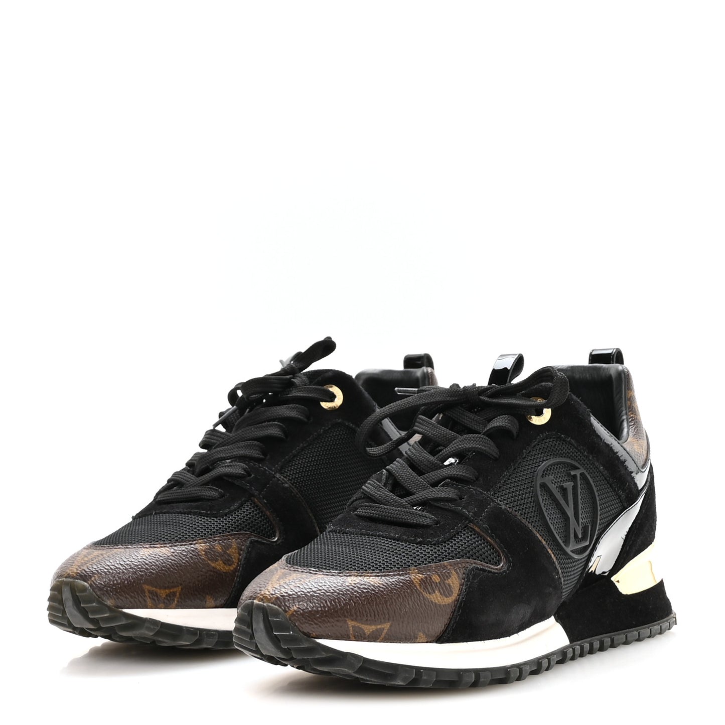 Suede Monogram Run Away Sneakers 38 Black