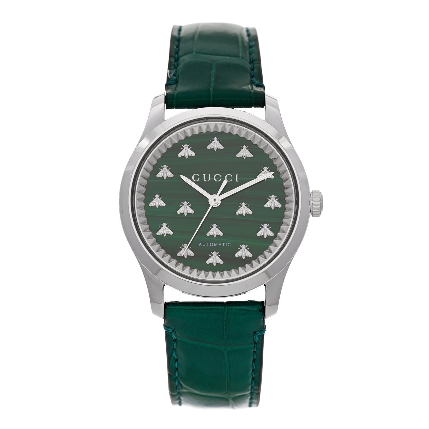 Stainless Steel Alligator Malachite 38mm G-Timeless Bee Automatic Watch
