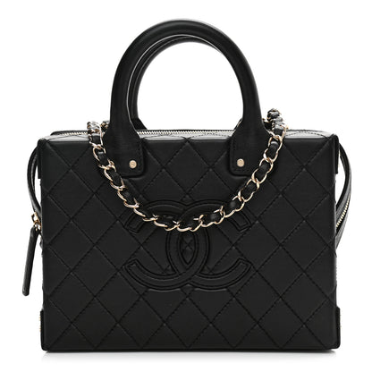Chanel Calfskin Quilted Studded Square Vanity Case Black 1 of 10