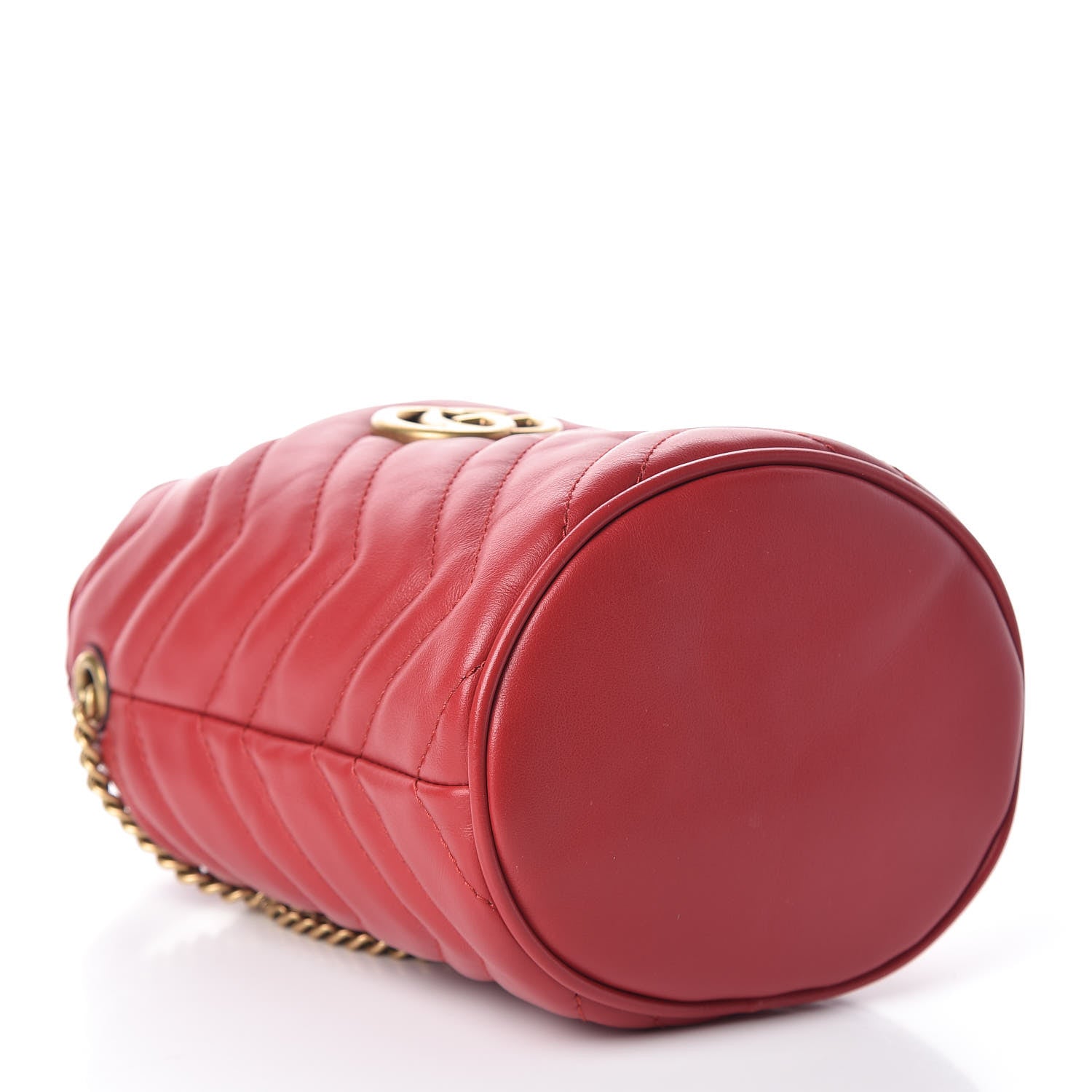 Gucci Calfskin Matelasse Mini GG Marmont 2.0 Bucket Bag Hibiscus Red 4 of 11
