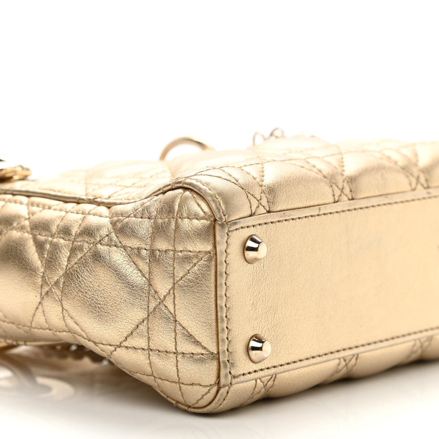 Christian Dior Metallic Lambskin Cannage Mini Lady Dior Gold 9 of 16