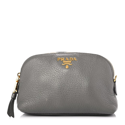 Prada Vitello Daino Cosmetic Pouch Grey 1 of 5