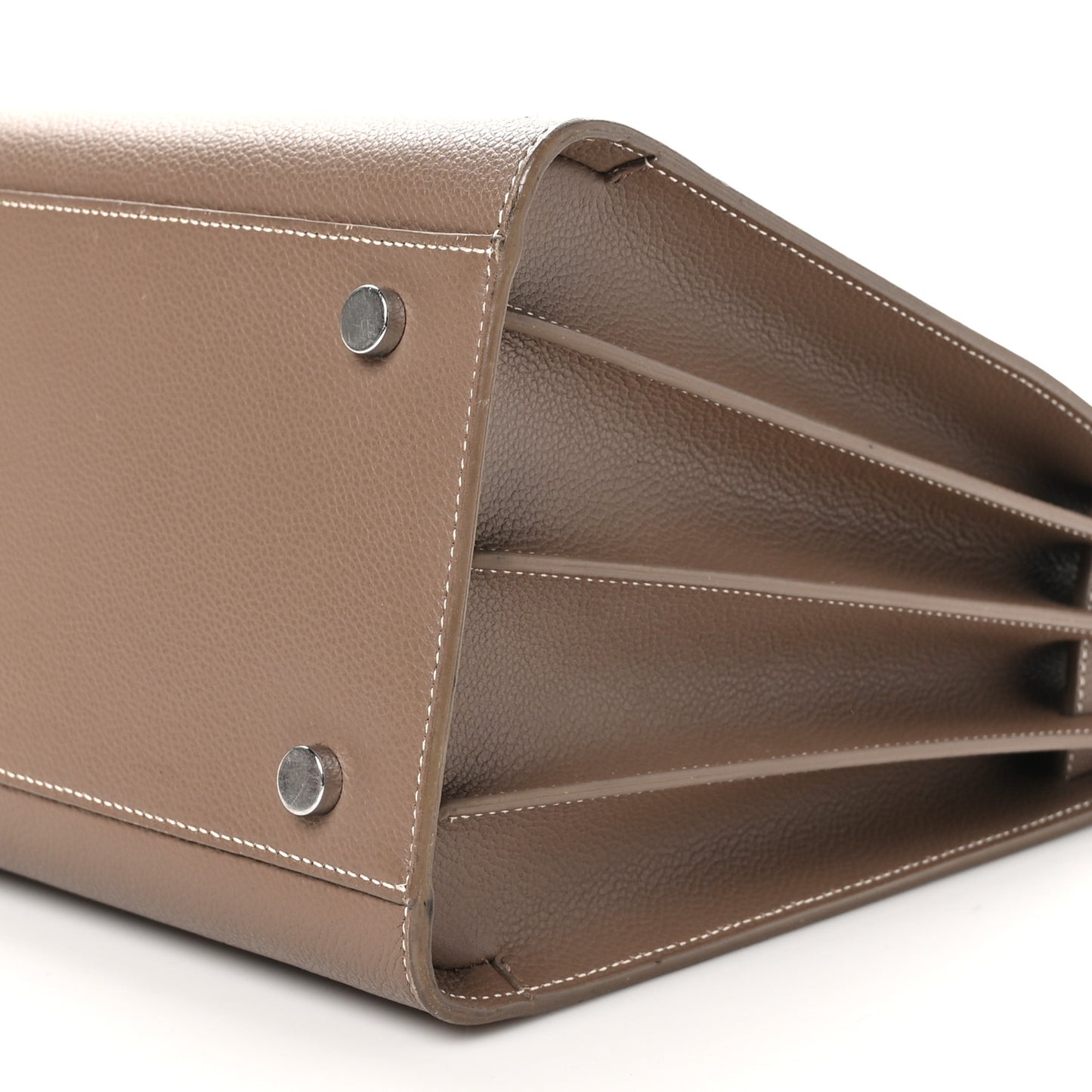 Grained Calfskin Topstitch Small Classic Sac De Jour Taupe