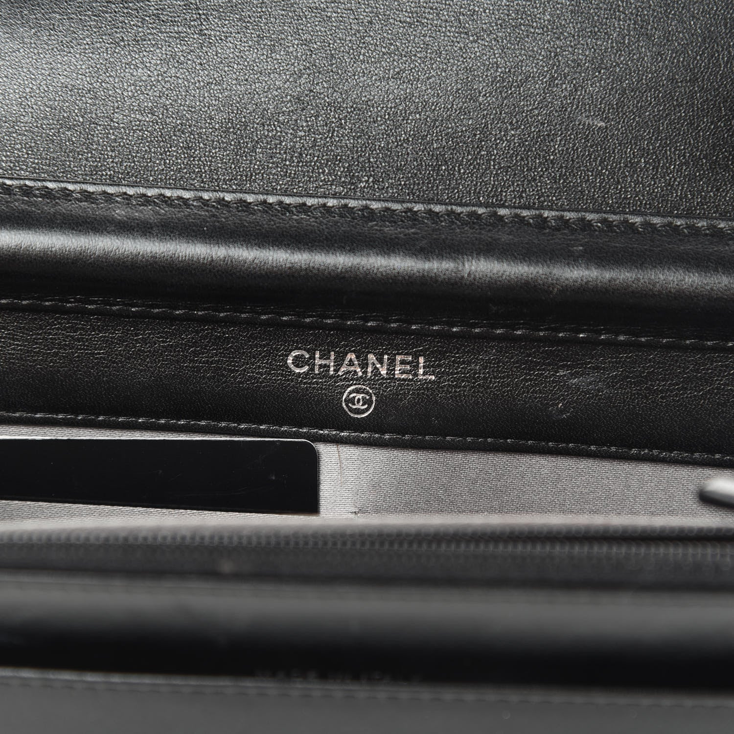 Chanel Lambskin Studded CC Wallet On Chain WOC Black 6 of 19