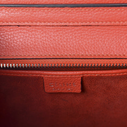 Celine Drummed Calfskin Nano Luggage Vermillion 6 of 15
