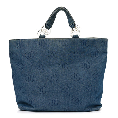 Chanel Denim Large CC Tote Dark Navy Blue 1 of 11