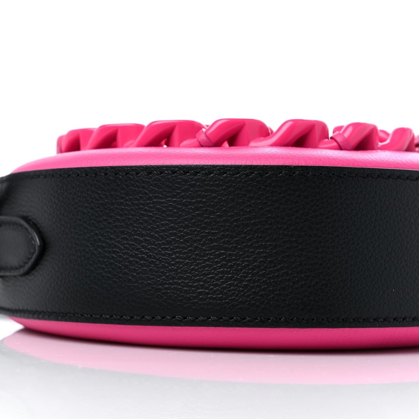 Calfskin Mini La Medusa Chain Round Crossbody Bag Fuchsia