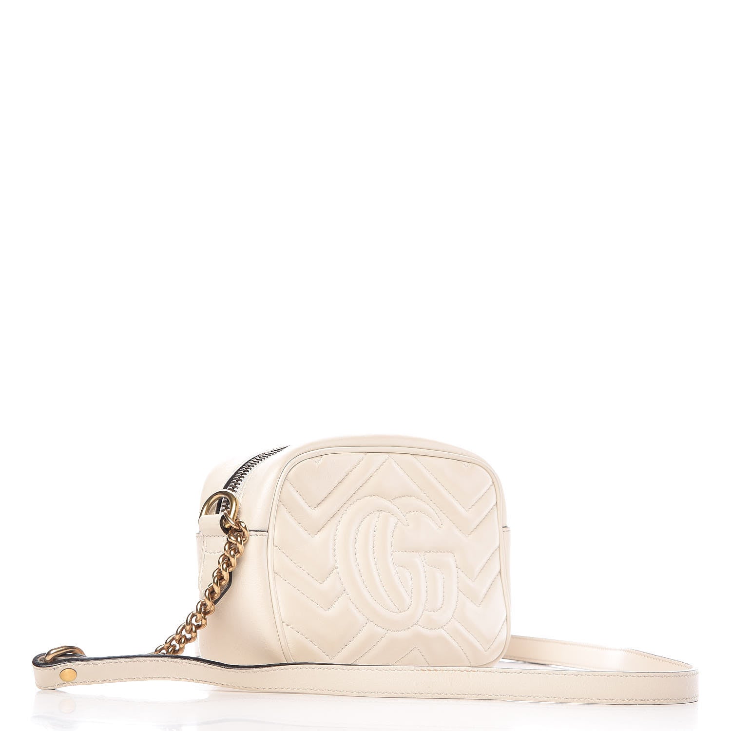 Gucci Calfskin Matelasse Mini GG Marmont Chain Shoulder Bag White 3 of 15