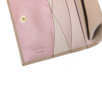 Prada Saffiano Multicolor Compact Wallet Sabbia Cammeo Orchidea 8 of 9