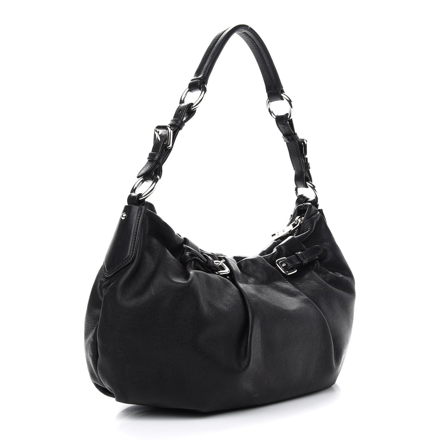 Soft Calfskin Pleated Hobo Black