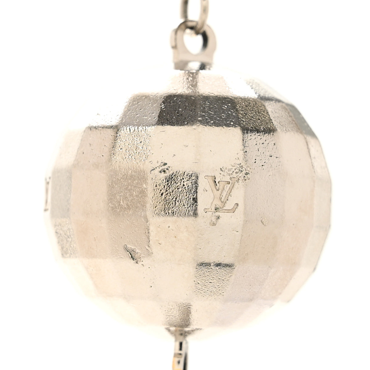 Louis Vuitton Mirror Ball Disco Key Holder Chain Ring Silver 3 of 4