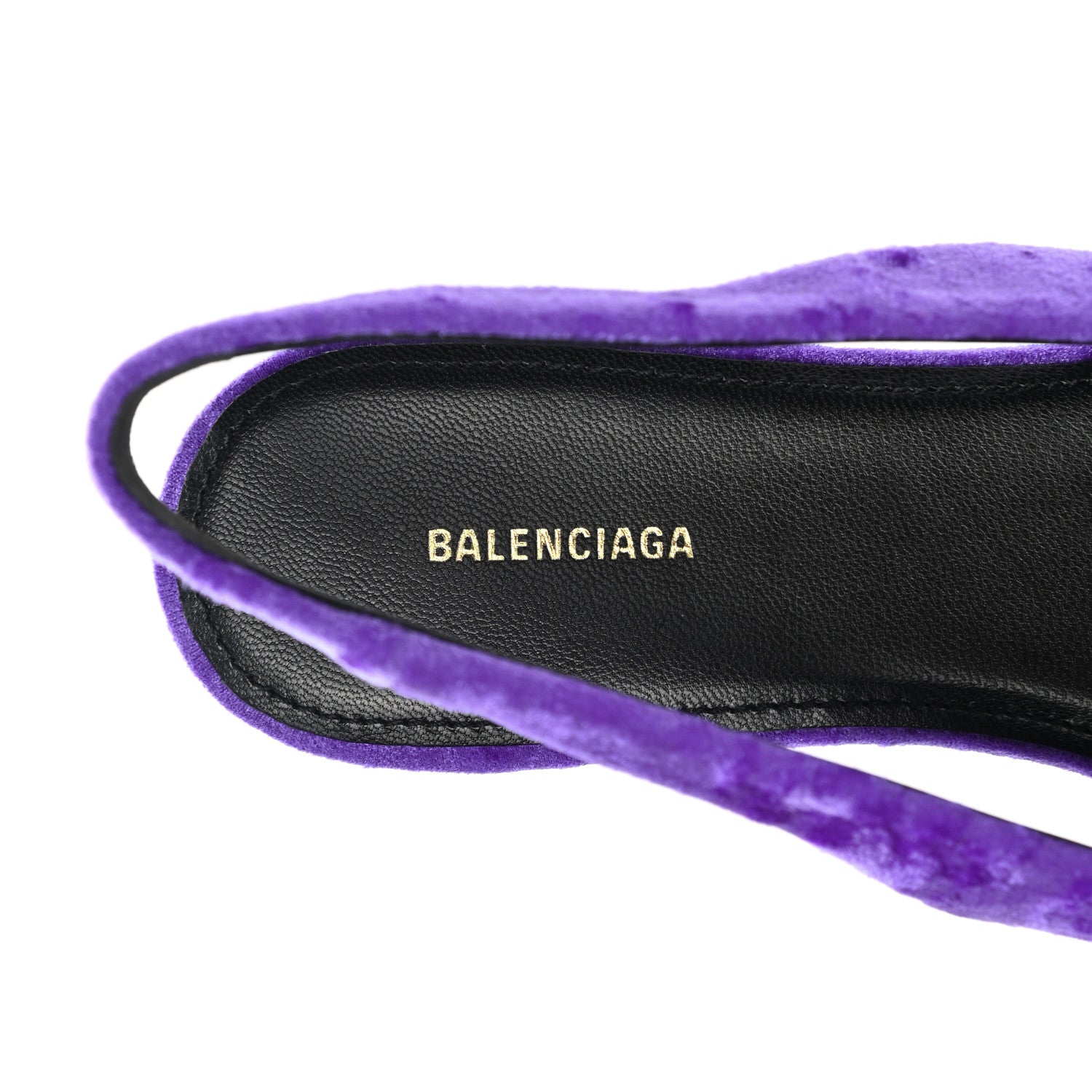 Balenciaga Crushed Velvet Crystal BB Knife Pointy Toe Slingback Flats 36 Purple 7 of 10