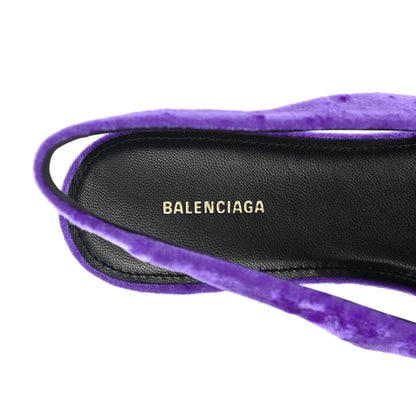 Balenciaga Crushed Velvet Crystal BB Knife Pointy Toe Slingback Flats 36 Purple 7 of 10