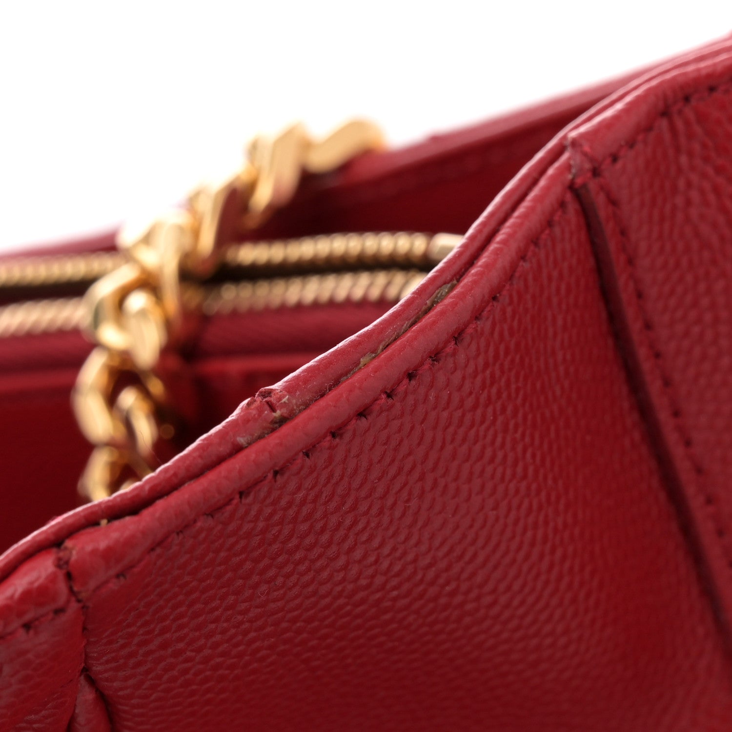 Saint Laurent Grain De Poudre Matelasse Chevron Monogram Shopping Bag Red 11 of 11